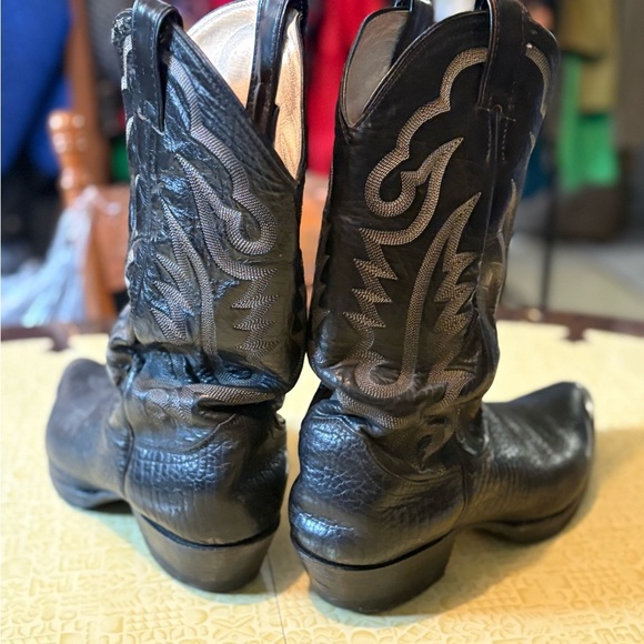 Vintage Justin Boots Black Leather Western Boots - Picture 4 of 9